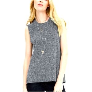 Banana Republic Faux Leather Side Sweater Tank Gray